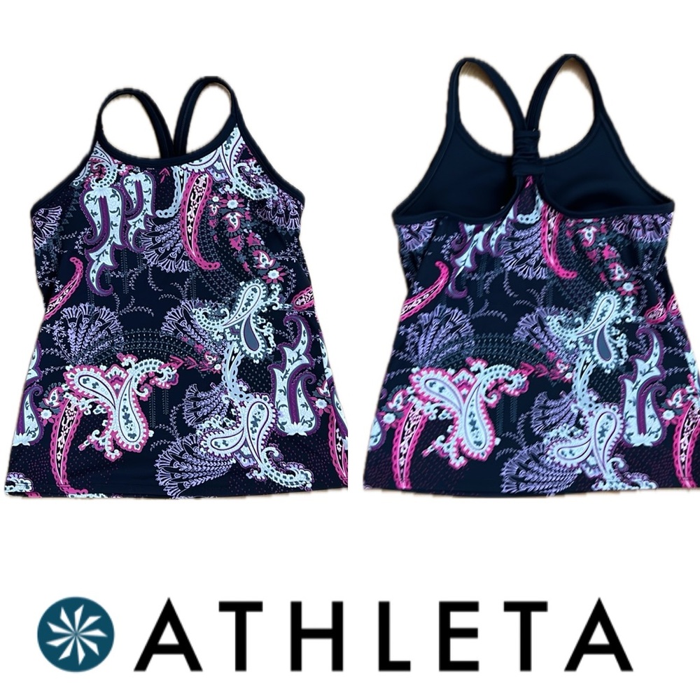 🌊Racerback Tankini with Shelf Bra by Athleta —Pavitra Paisley Tank Top | Small